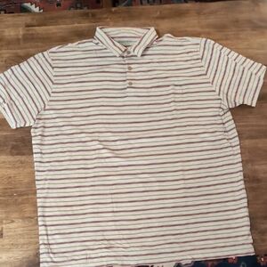 Patagonia Men's Polo Shirt - Red and White Stripes